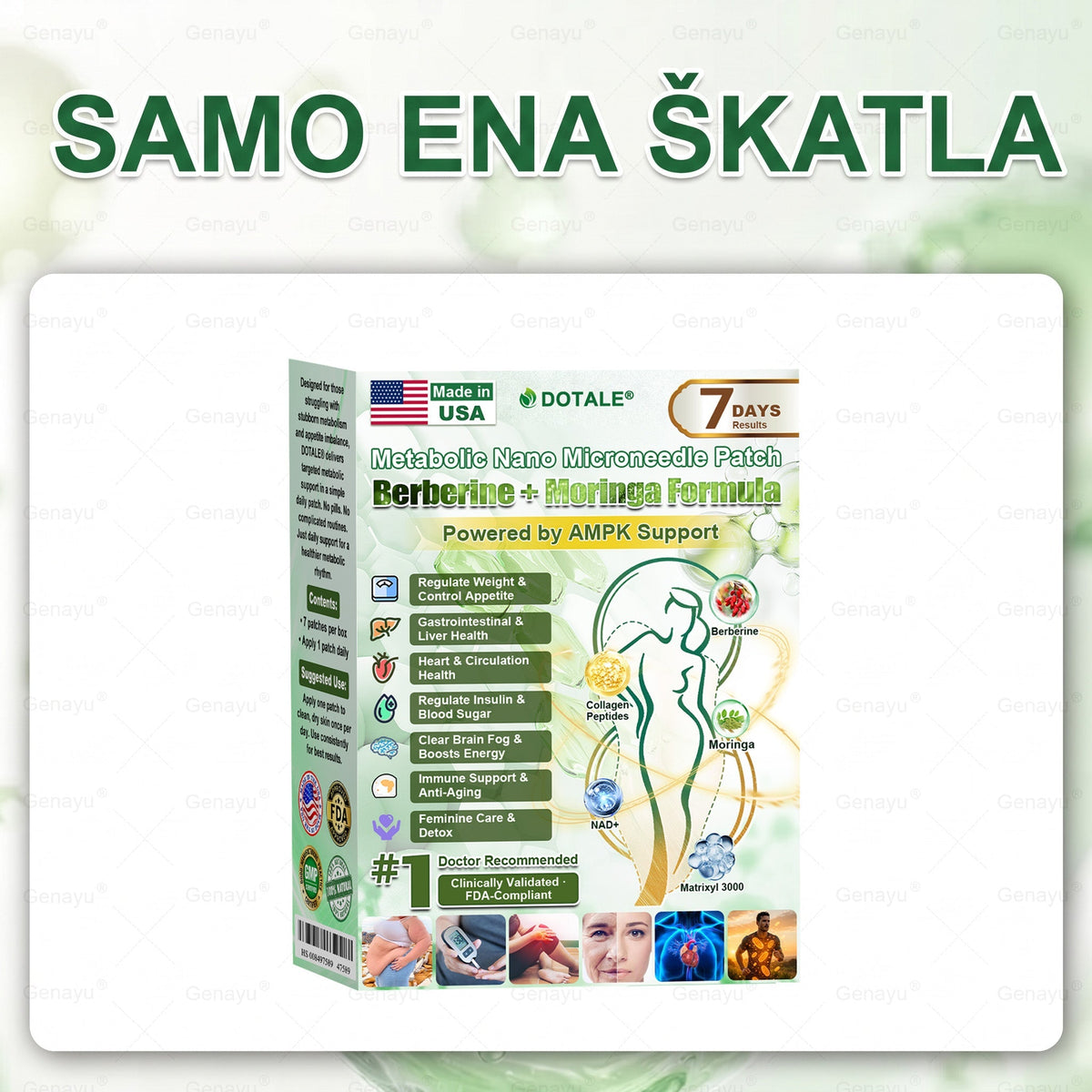 𝑫𝑶𝑻𝑨𝑳𝑬® Presnovni nanomikroiglični obliž (Samo enkrat na dan, vidne spremembe v 7 dneh)