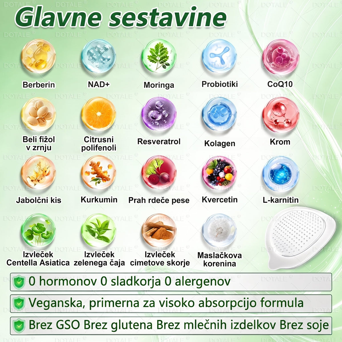 𝑫𝑶𝑻𝑨𝑳𝑬® Presnovni nanomikroiglični obliž (Samo enkrat na dan, vidne spremembe v 7 dneh)