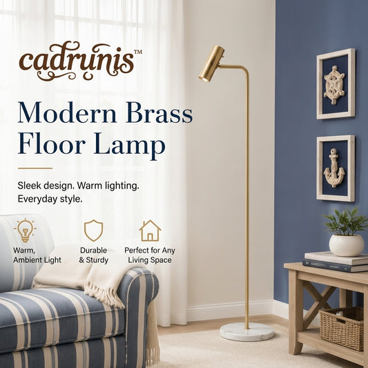 Cadrunis™ Modern LED Standing Floor Lamp with Marble Design – Simple Contemporary Lighting for Living Room, Bedroom & Stylish Home Decoration