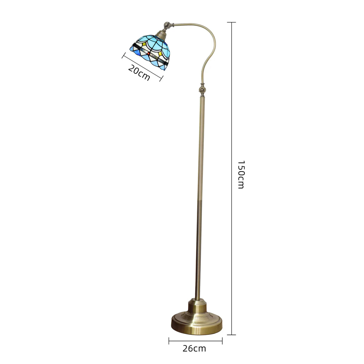 Cadrunis™ Luxury Tiffany Floor Lamp – Blue Stained Glass Mediterranean Style Standing Reading Light for Elegant Bedroom & Living Room Decoration