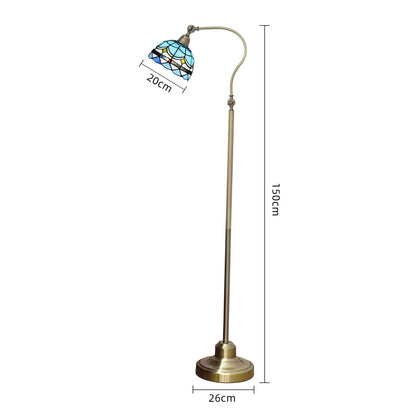 Cadrunis™ Luxury Tiffany Floor Lamp – Blue Stained Glass Mediterranean Style Standing Reading Light for Elegant Bedroom & Living Room Decoration