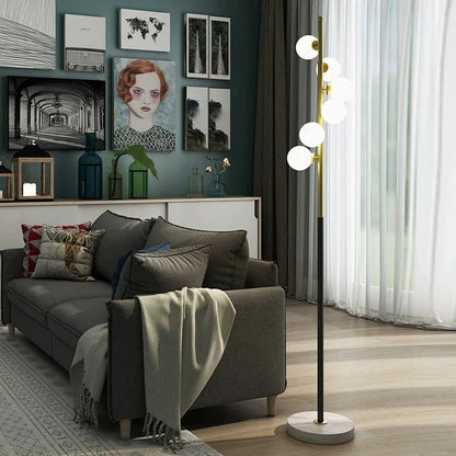 Cadrunis™ Modern Standing Floor Lamp with Glass Ball Design – Artistic Vertical Lighting for Living Room, Bedroom & Modern Home Decoration