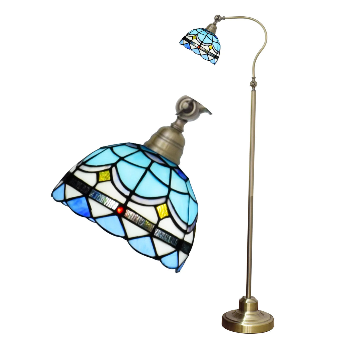 Cadrunis™ Luxury Tiffany Floor Lamp – Blue Stained Glass Mediterranean Style Standing Reading Light for Elegant Bedroom & Living Room Decoration