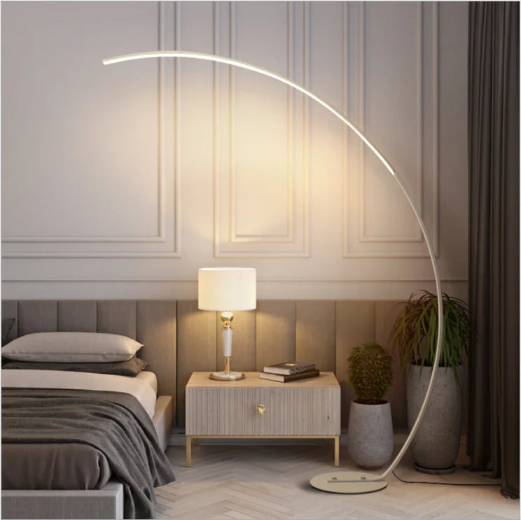 Cadrunis™ Luxury Nordic LED Arc Floor Lamp – Minimalist Artistic Standing Light with Remote Control for Modern Living Room, Bedroom & Esports Room Decoration