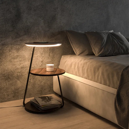 Cadrunis™ Luxury Modern Wood Marble Floor Lamp – Elegant LED Standing Light with Metal Frame & Wireless Charging for Bedroom, Living Room and Coffee Table Decoration