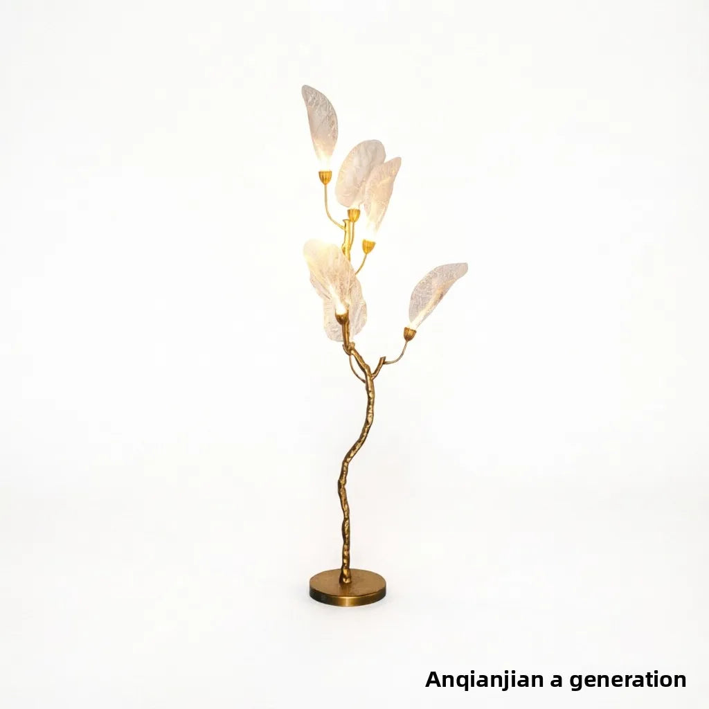 Cadrunis™ Premium Brass Leaf LED Floor Lamp – Modern Minimalist Decorative Standing Light for Luxury Villa, Living Room & Hotel Lobby Ambiance