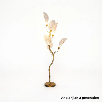 Cadrunis™ Premium Brass Leaf LED Floor Lamp – Modern Minimalist Decorative Standing Light for Luxury Villa, Living Room & Hotel Lobby Ambiance