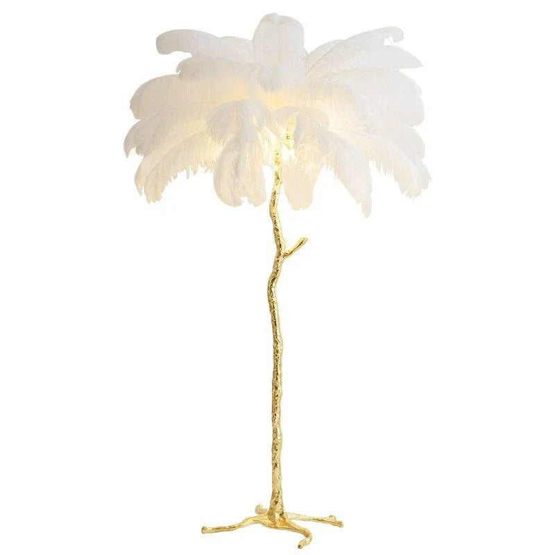 Cadrunis™ Luxury Contemporary Resin E27 Floor Lamp with Feather Design – Modern LED Standing Light for Bedroom and Living Room Decoration
