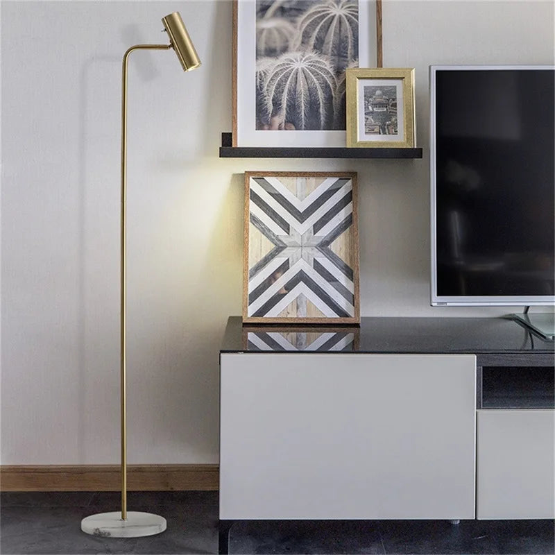 Cadrunis™ Modern LED Standing Floor Lamp with Marble Design – Simple Contemporary Lighting for Living Room, Bedroom & Stylish Home Decoration